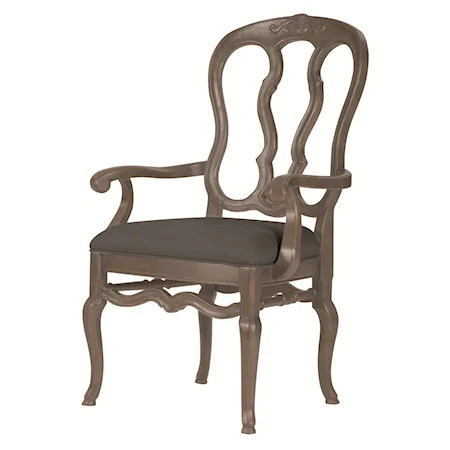 Traditioinal Wood Arm Chair with Padded Seat
